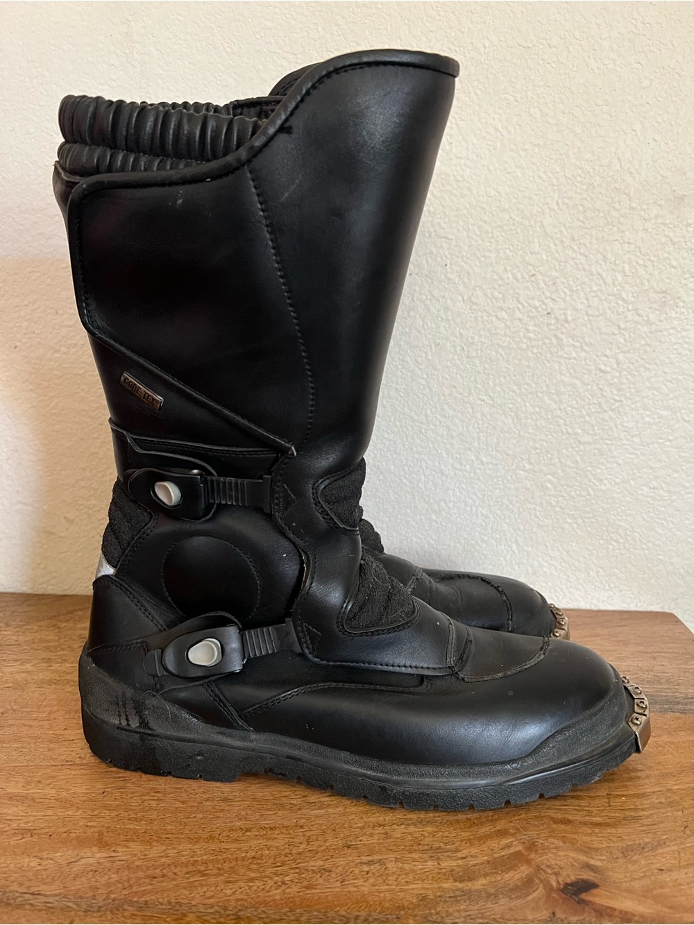 BMW Motorcycle Black Leather Boots Size 45
